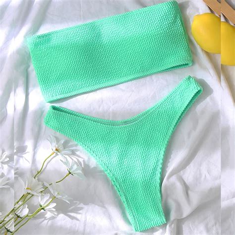 Maillot De Bain Maillot De Bain Sexy Vert Bandeau Bikini Ensemble