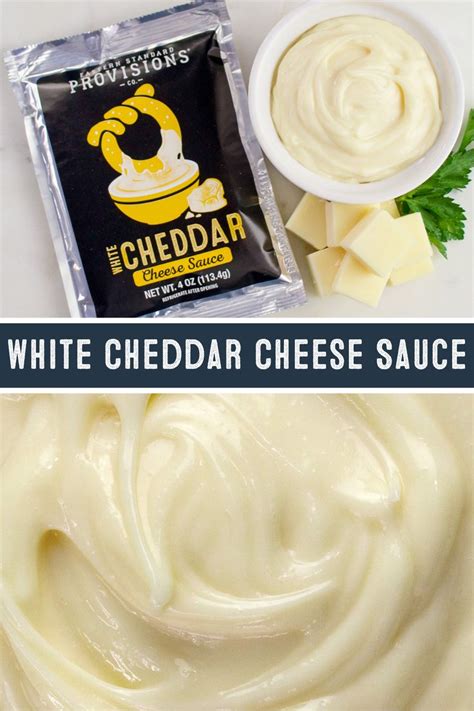 White Chedda Cheese Sauce In A Bowl Next To Its Packaging And Ingredients