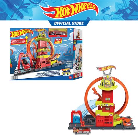 Hot Wheels City Super Loop Fire Station Playset Track Set With 1 Toy Car Shopee Singapore