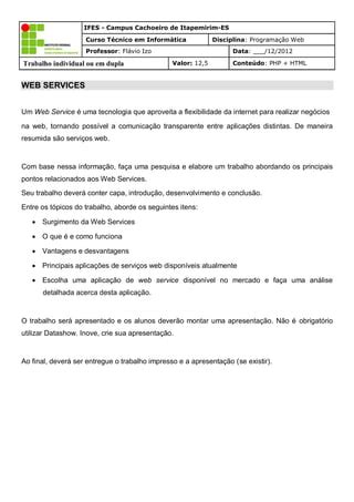 Ifes Pw B Avaliacao Trabalho Pdf