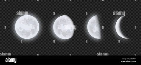 Fases De La Luna Menguante Luna O Encerado Sobre Fondo Cuadriculado