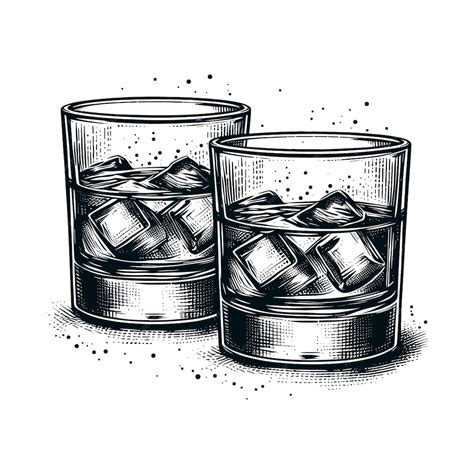 Un Dibujo De Dos Vasos Con Cubos De Hielo En Ellos Vector Premium