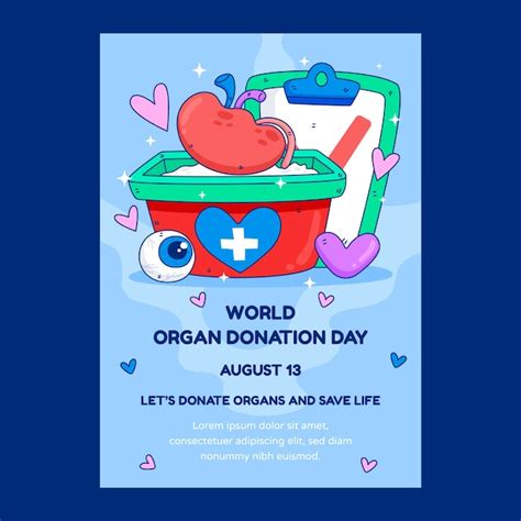 Free Vector Hand Drawn World Organ Donation Day Vertical Poster Template