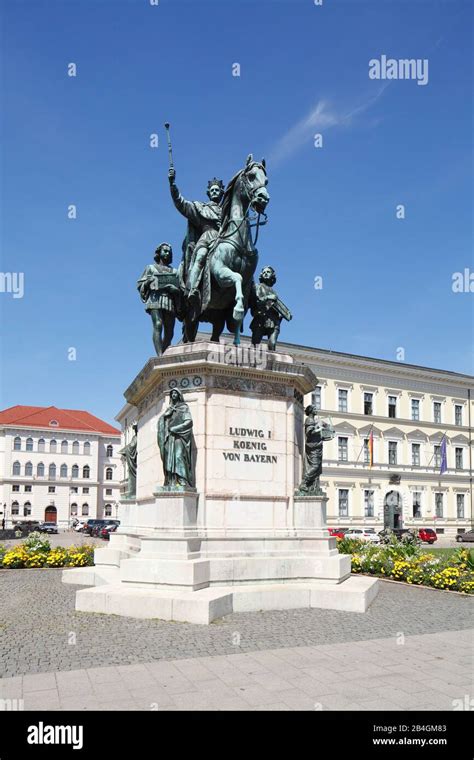 Equestrian Statue Of King Ludwig I And Palais Leuchtenberg Bavarian