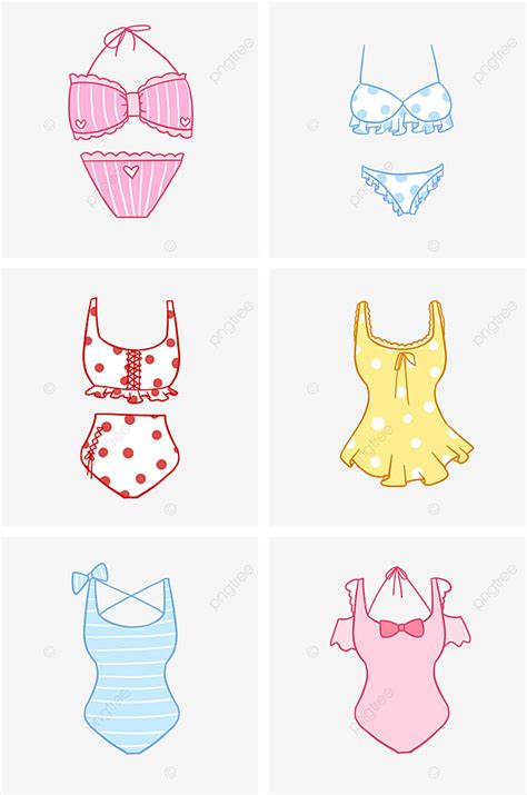 Girls Bikini PNG Image Cute Girl Heart Bikini Swimsuit Wave Point Stripes PNG Image For Free