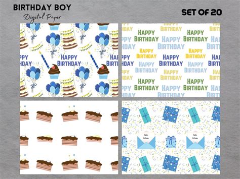 Happy Birthday Digital Paper Birthday Boy Scrapbook Paper Birthday