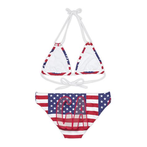 Maga Bikini Strappy Bikini Swimsuit W The American Flag And Subtle Magna Trump Bikini Message