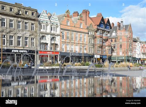 Long Row Nottingham And Fountain Stock Photo Alamy