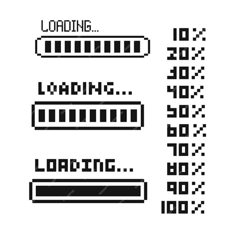 Premium Vector Retro Loading Bar Loading Pixel Style Set Of Loading