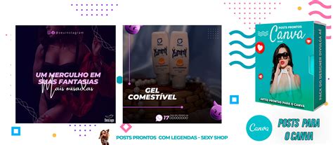 Pack De Posts Prontos Sex Shop E Venda De Lingerie Legendas No Canva Divulga A