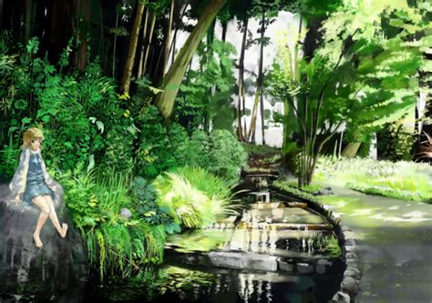 Benitama Blonde Hair Blue Eyes Moriya Suwako Scenic Short Hair Touhou Tree Water