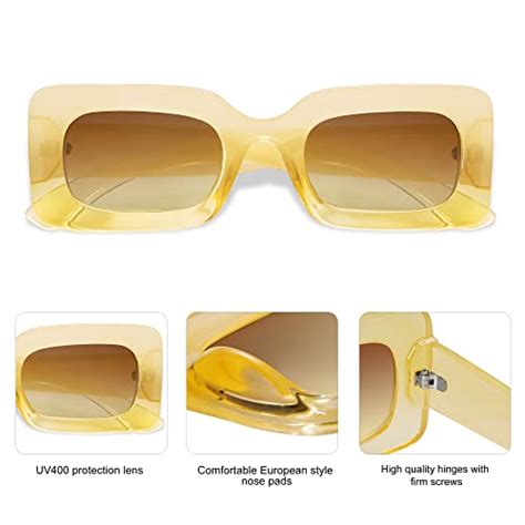 SOJOS Retro 90s Nude Rectangle Sunglasses Womens Mens Trendy Chunky Glasses AllEars Net