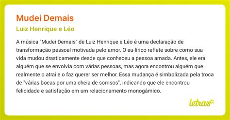 Letra De Luiz Henrique E Leo Mudei Demais - Significado da música MUDEI DEMAIS (Luiz Henrique e Léo) - LETRAS.MUS.BR