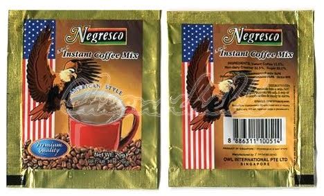 Коллекция пакетиков растворимых напитков: Negresco. Кофе 3 в 1
