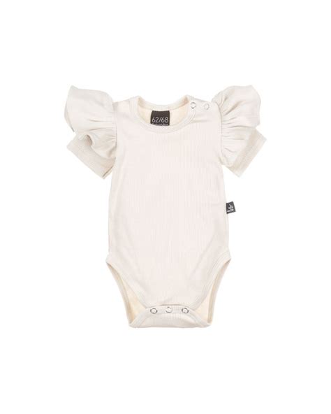 Ruffle Romper Rib Nude Korte Mouw