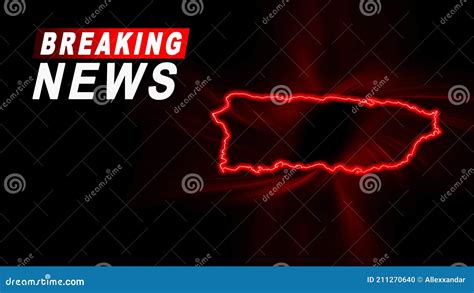 Breaking News Map of Puerto Rico, Outline Red Glow Map Stock ...