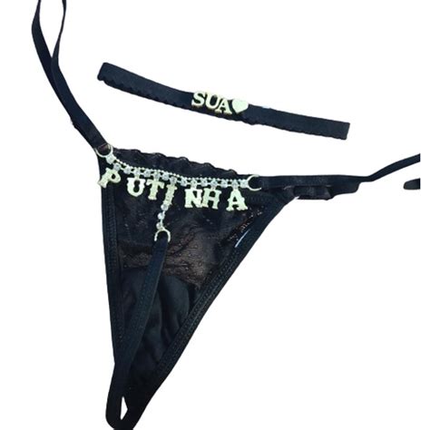 Kit Calcinha E Gargantilha Escrita Frase Lingerie Sexy Shopee Brasil