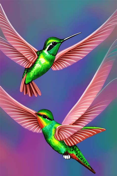 Colorful Hummingbirds Flying