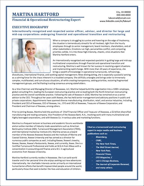 Professional Bio Template Sample | Template Samples