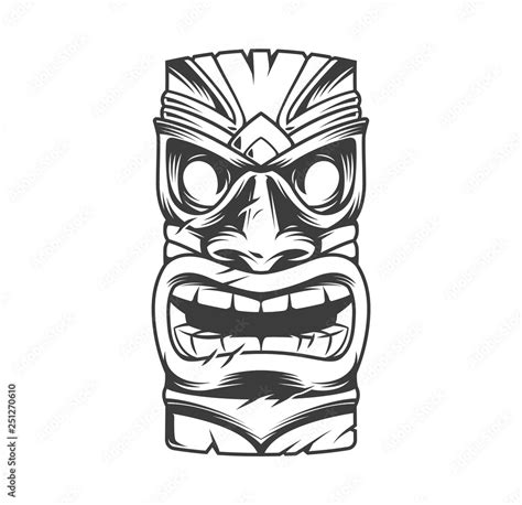 Hawaiian traditional tribal tiki mask Stock Vector | Adobe Stock