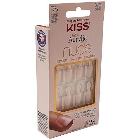 Kiss Salon Acrylic Nude Glue On Real Short Length Breathtaking French Nails