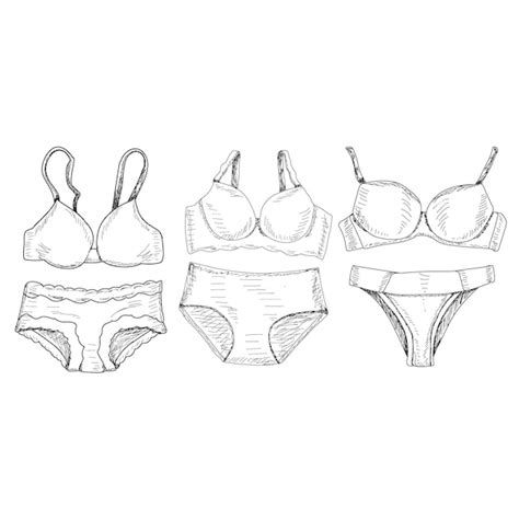 Premium Vector Vector Isolated Sketch With Lines Of Lingerie Underpants And Bra Set