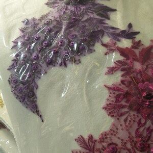 Hot Pink 3D Flowers Lace Applique Sequined 3D Embroidery Lace Etsy