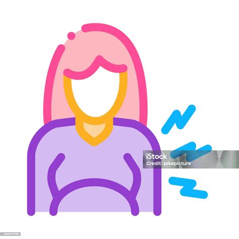 Kontraksi Wanita Hamil Warna Ikon Vektor Ilustrasi Ilustrasi Stok