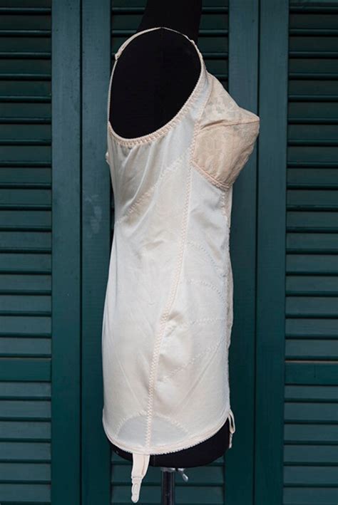 NOS Vintage Nude Full Body Open Girdle Suspenders Sha Gem