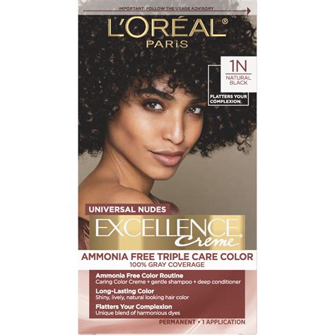 L Oréal Paris Universal Nudes Excellence Creme Nude Hair Color 1N Natural Black Shop Hair