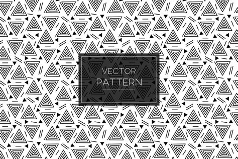 Geometric triangle black lines tribal style seamless repeat pattern on ...