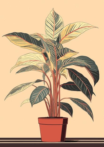 Aglaonema Pictum Tricolor Ilustra O De Arte Vetorial Plana Ilustra O