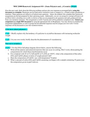 Homework Polymers Wk Mse Homework Assignment