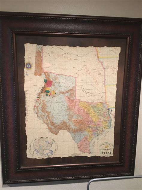 Republic of Texas Map 1845 Hand Torn and by TheRusticTexanArt