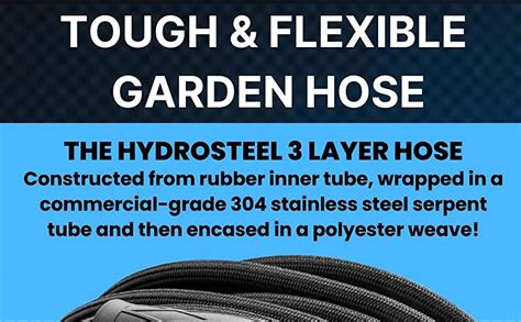 Hydrosteel Pro Ft Garden Hose Stainless Steel Metal Water Hose