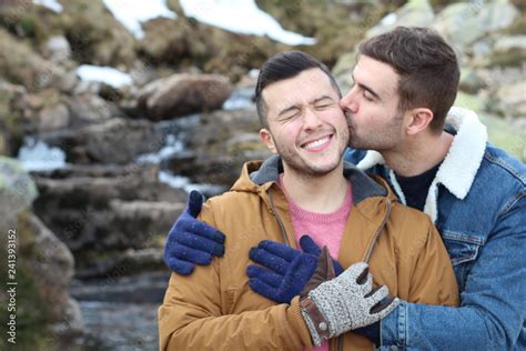 Gay Couple Kissing In Nature Foto De Stock Adobe Stock