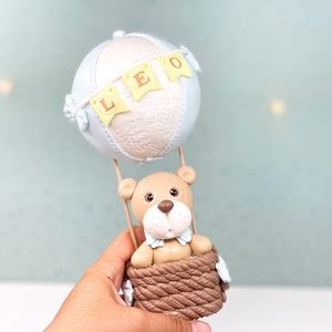 Hot Air Balloon Cake Topper Hot Air Balloon Bear Cake Topper Aviator Bear Cake Topper Pilot