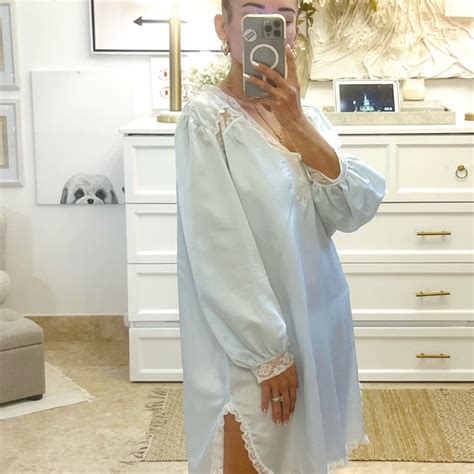 Dior Intimates Sleepwear Christian Dior Lingerie Vintage Light Blue White Lace Eyelet