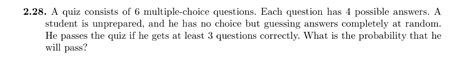 Solved A quiz consists of 6 multiple-choice questions. Each | Chegg.com