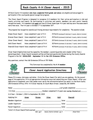 Fillable Online Fyi Uwex Clover Award Guidelines Fax Email Print