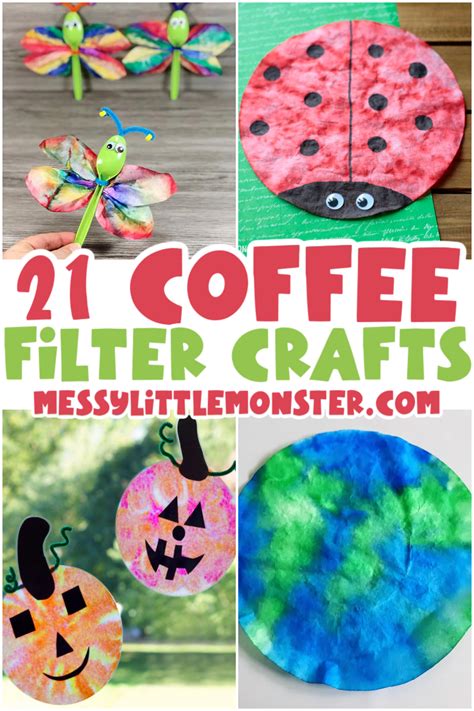 fun easy coffee filter crafts messy  monster
