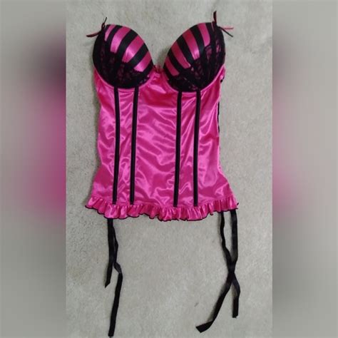 Morbid Threads Tops Y K Morbid Threads Satin Hot Pink Black Corset