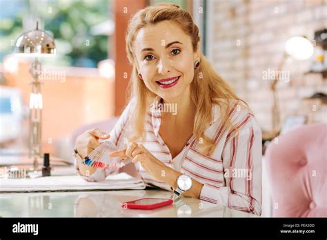 Calm Mature Woman Attending Nail Bar This Time Stock Photo Alamy