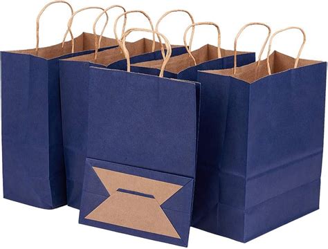 Benecreat 30 Pack Dark Blue Kraft Paper Bags With Twisted