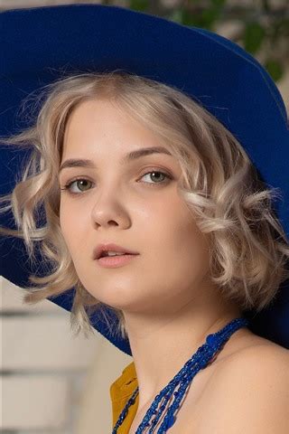 Wallpaper Blonde Girl Blue Hat X Picture Image