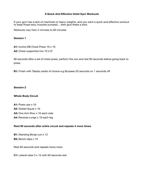 Hotel Gym Workouts: 8 Quick & Effective Routines