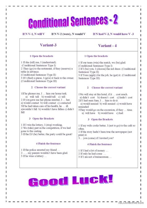 Conditional Sentences 2 General Gra… English Esl Worksheets Pdf And Doc