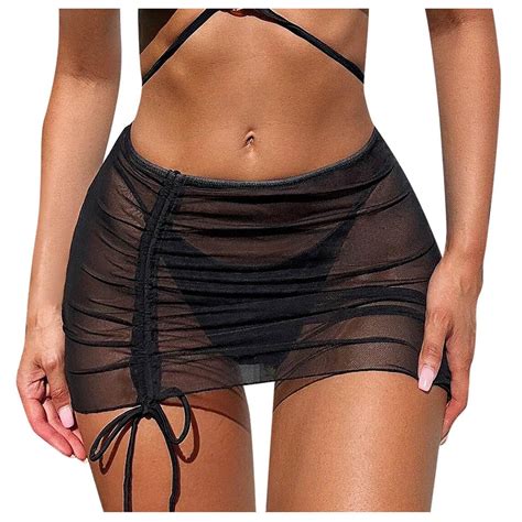 Mesh Swimsuit Cover Ups For Women Women Sheer Wrap Knot Waist Skirt