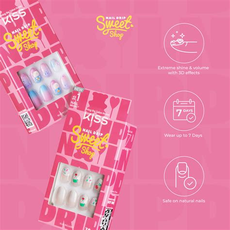 Kiss Nail Drip ‘sweet Shop Press On Glue Nails Style Drip Kiss Usa