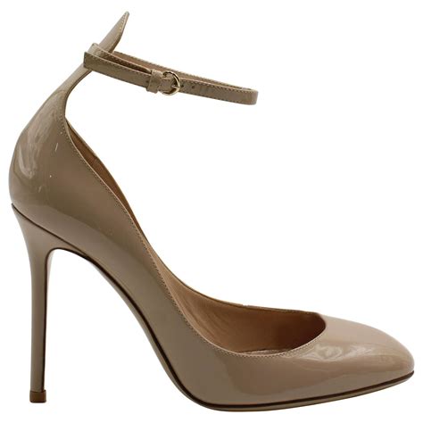 Valentino Ankle Strap Pumps In Nude Patent Leather Flesh Ref Joli Closet